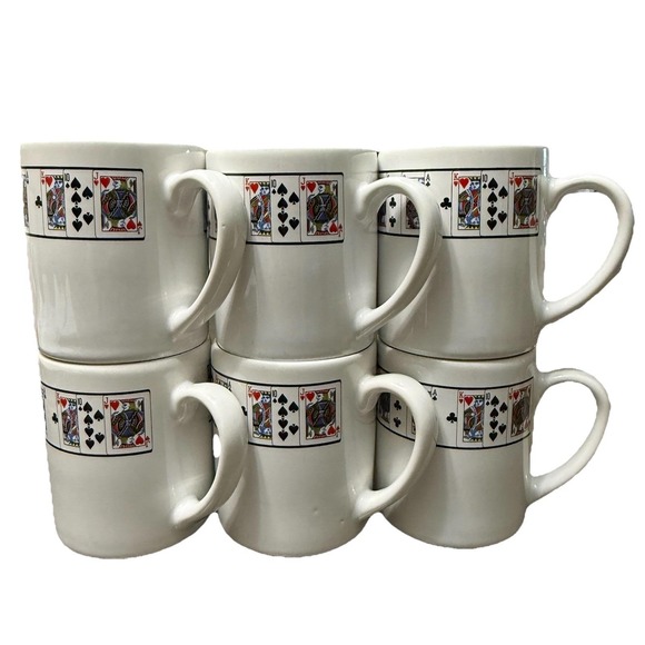 Lilian Vernon Other - Vintage Lilian Vernon Playing Cards Coffee & Tea Mugs Poker‎ Game Night Set Of 6
